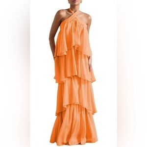 Amazon Strapless Orange Layered Dress
